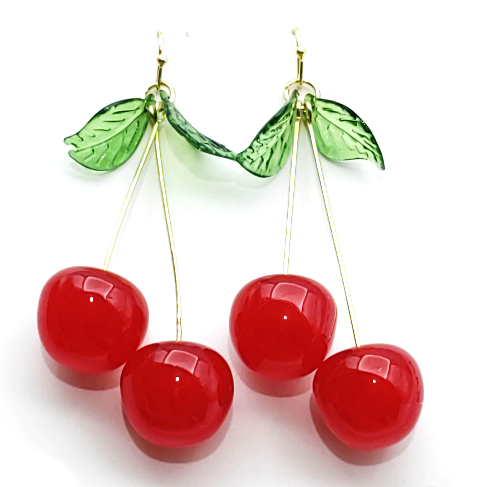 Härliga sommarörhängen i akryl med sött körsbär för kvinnor, söta fruktörhängen, trendiga smycken