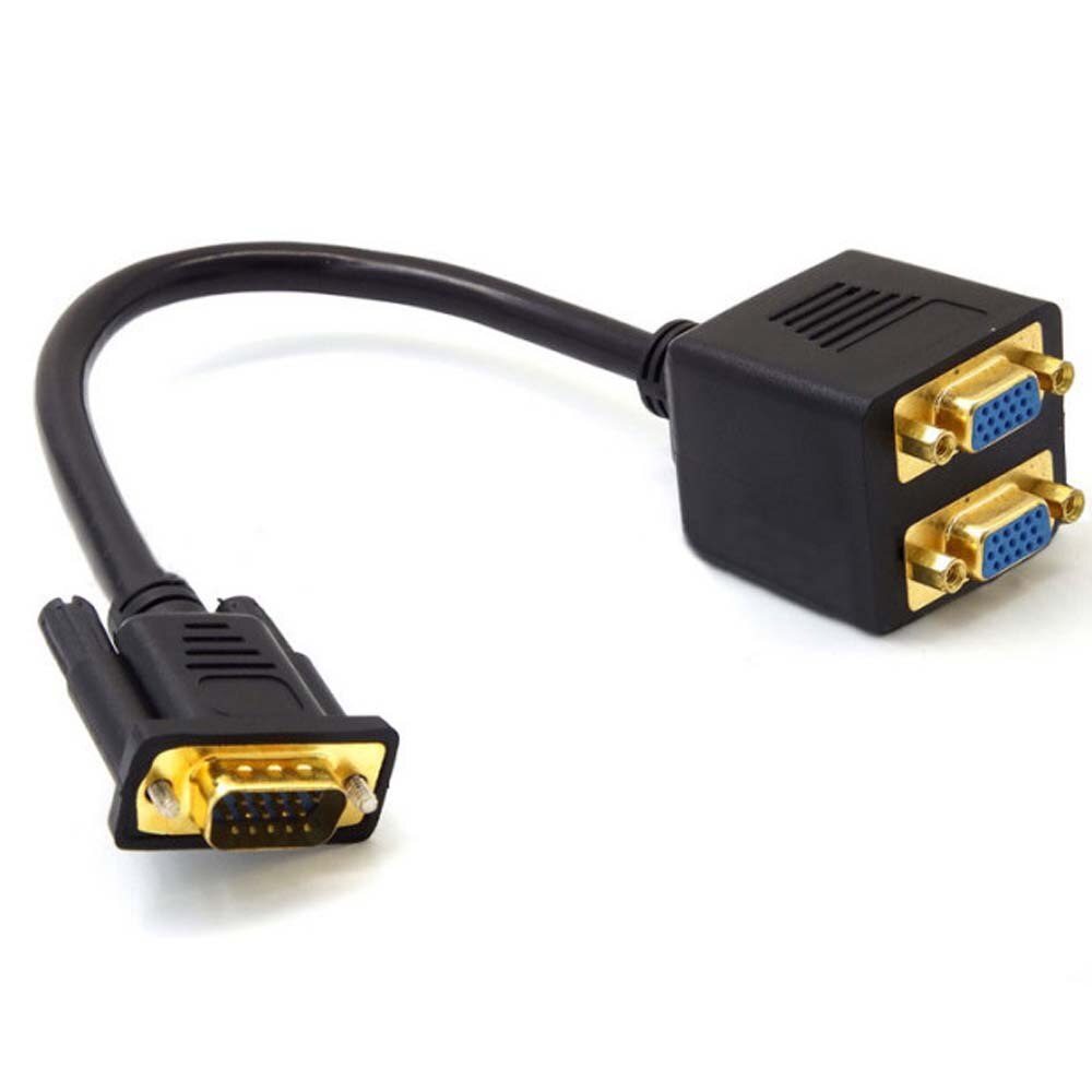 VGA 1 Male To Dual 2 VGA Female Sockets Converters Adapter 15-pin Male To 2x 15-pin VGA Female Cable Splitter Connector