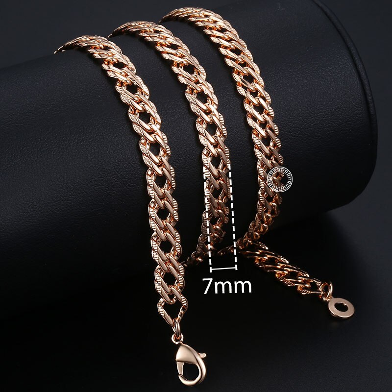 Rose Gold Necklace for Women Cuban Link Chain 585 Rose Gold Filled Womens Necklaces Chain Jewelry 5mm 50cm 55cm 60cm DLGN453: CN08 / 20inch 50cm