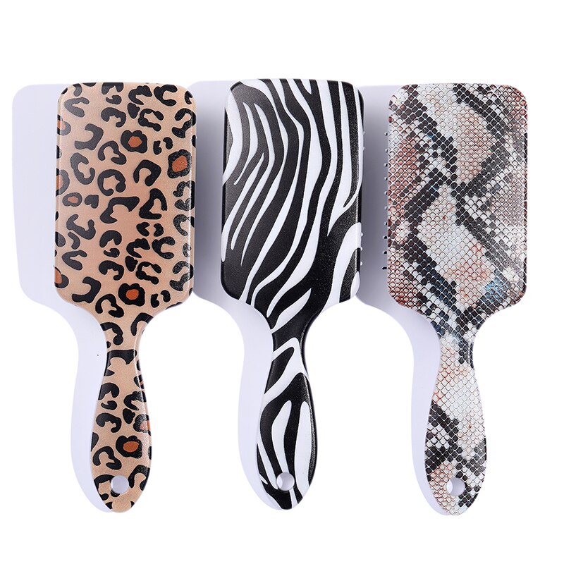 Leopard Snake Print Haar Kussen Kam Glad Airbag Plastic Vrouwen Snijden Haar Kam Voor Thuis Haar Borstel Kappers