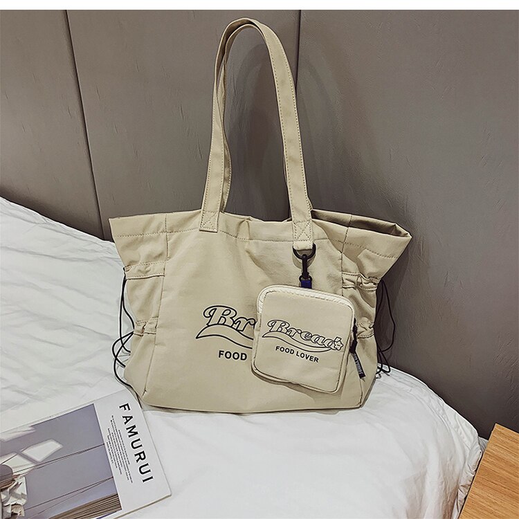 Franse grote capaciteit tote bag handtas & canvas schoudertas breedte 55cm hoogte 32cm dikte 19cm: Beige