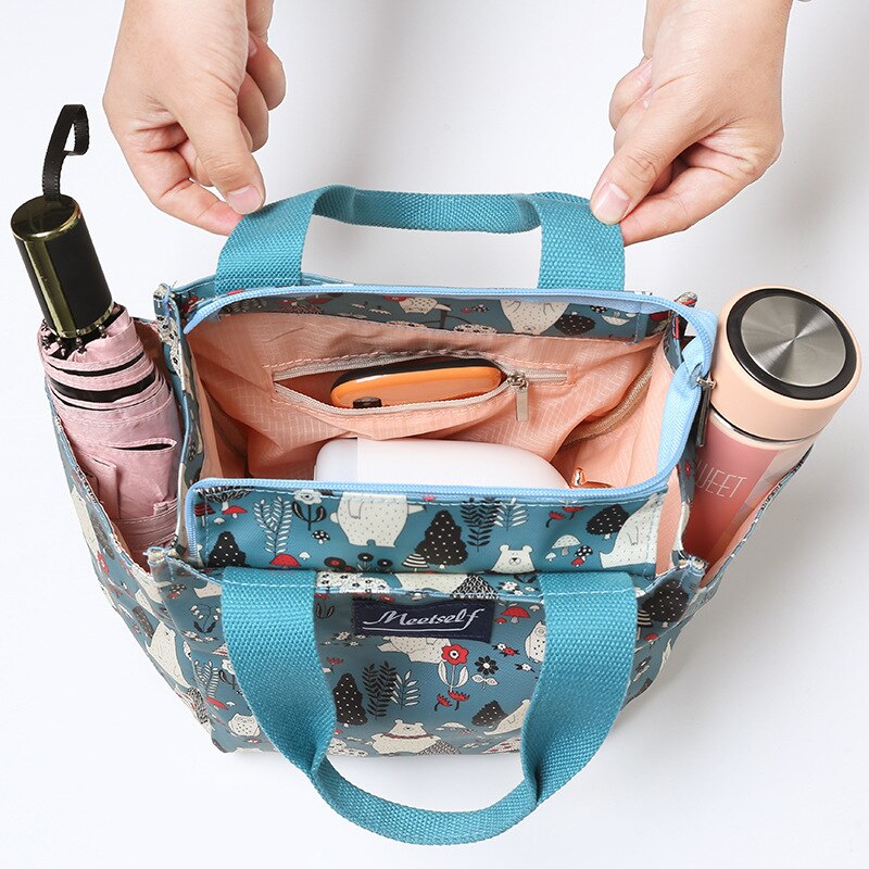 Waterdichte canvas bento box tas met hoge capaciteit draagbare lunchbox tas voedsel draagtas kleine tas