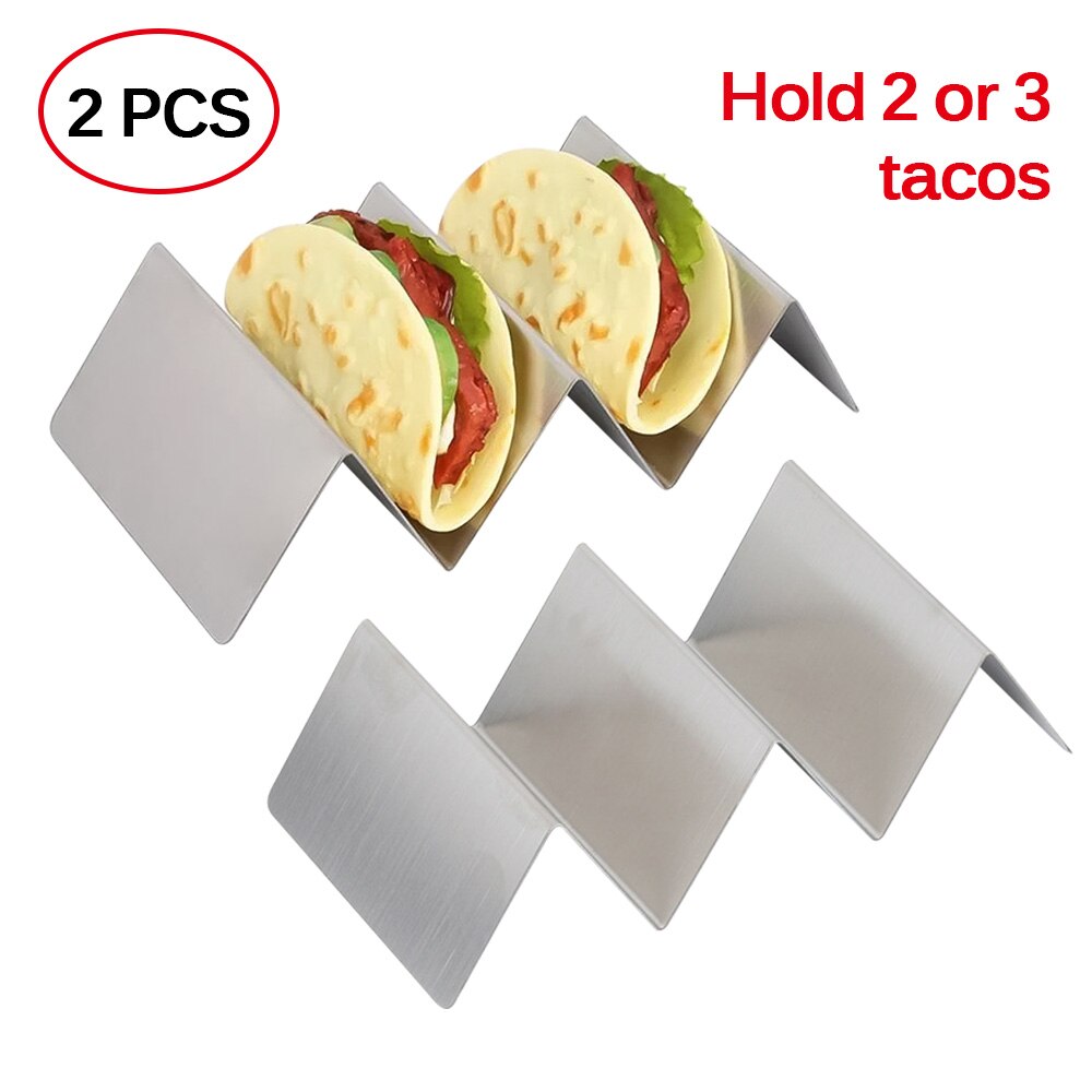 Stainless Steel Taco Holders Rack Mexican Food Hard Stand Holds Soft Shells Wave Shape Kitchen Tool Restaurant Food Display: style2 2pcs