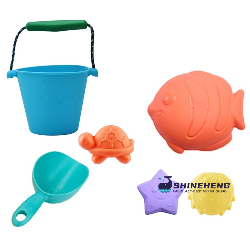 Children Beach Toys Silicone Bucket Summer Digging Sand Tools Summer Baby Water Game Play Outdoor Toy Set Sandbox for Boys Girls: SKU-005