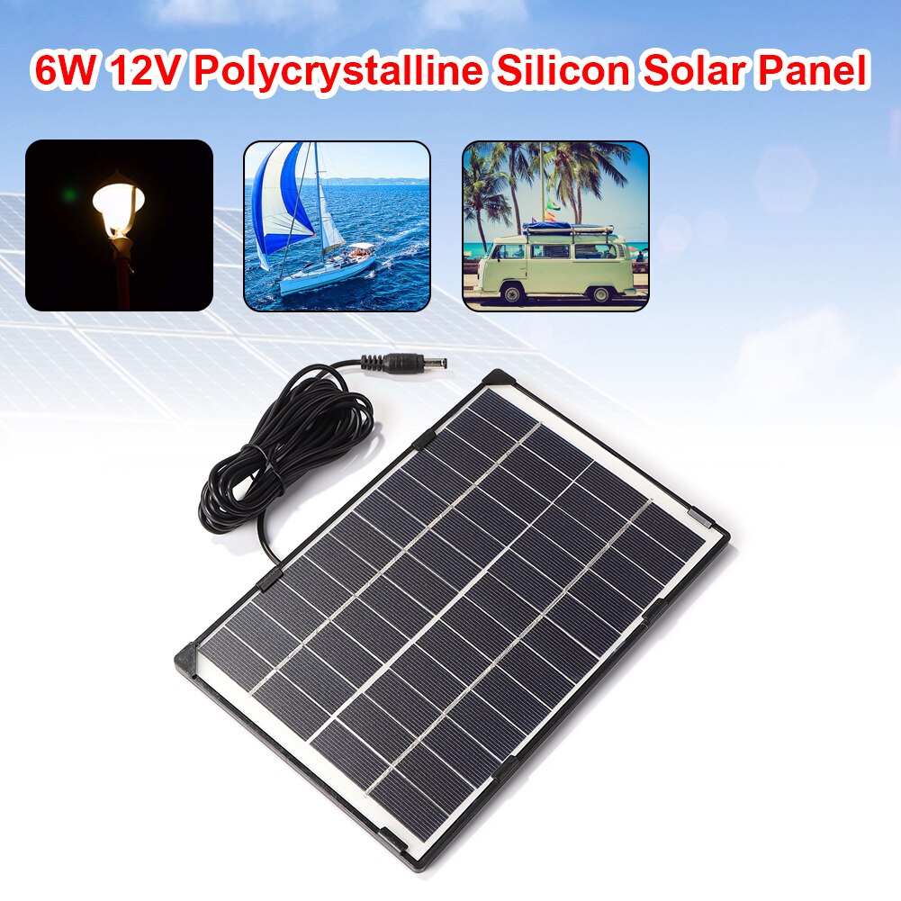 12V Solar Cells 6W Small Solar Panel Power Bank Battery System for DIY Outdoor Activity Cellphone Charger Device