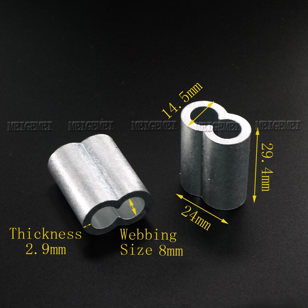 10pcs Aluminum Wire Crimp Sleeve Cord Lock Ferma Cavi Cable Stopper Arret De Cordon For Crimp Wire Ferrules Rope Hardware: 8mm