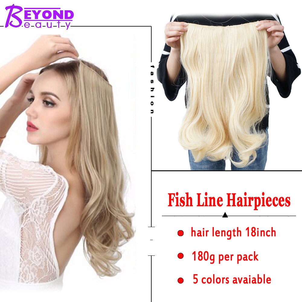 Beyond Beauty Long Synthetic Hair Heat Resistant Hairpiece Fish Line Curly Hair Extensions Secret Wire Invisible Hairpieces