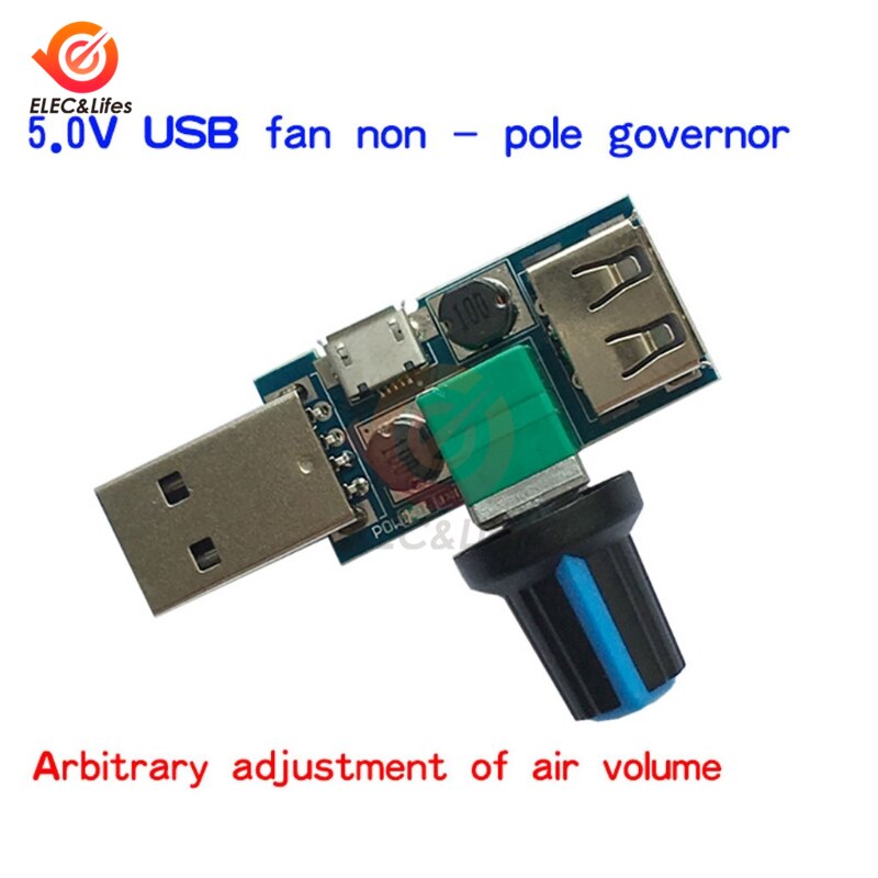 Régulateur de vitesse de ventilateur | MINI contrôleur de vitesse de ventilateur USB 5V régulateur de Volume d'air par vent, Module de commutation de réduction de bruit multifonction muette