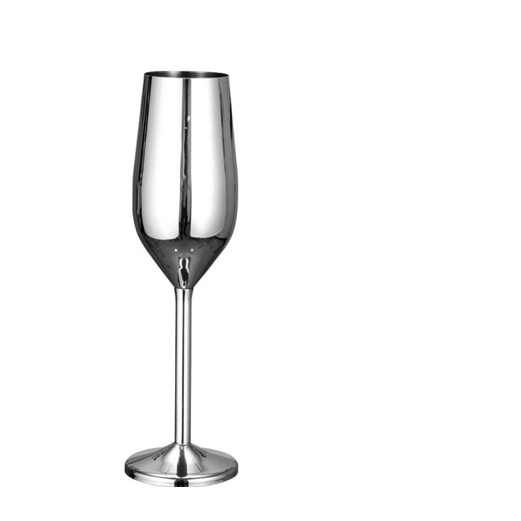 200ML Stainless Steel Cocktail Glass Unbreakable Champagne Flutes Glass Red Wine Cup for Wedding Parties: Silver