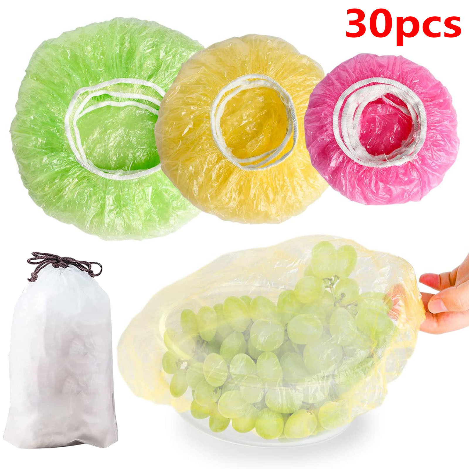 24 st elastiska matöverdrag återanvändbara plastöverdrag giftfria lock frukt eller skålar koppar matöverdrag matförvaring köksarrangör: B