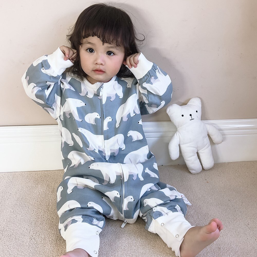 4 Layer Slaapzak Kids Eeved Bamboe Katoen Split-Been Slaapzak Voor Zuigelingen Peuters Wearable Deken Envelop Meisjes jongens