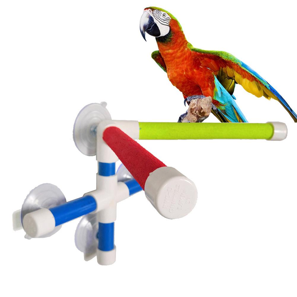 Disco de succión para aves y loros, barra de pie de ducha, soporte doble para mascotas, juguete