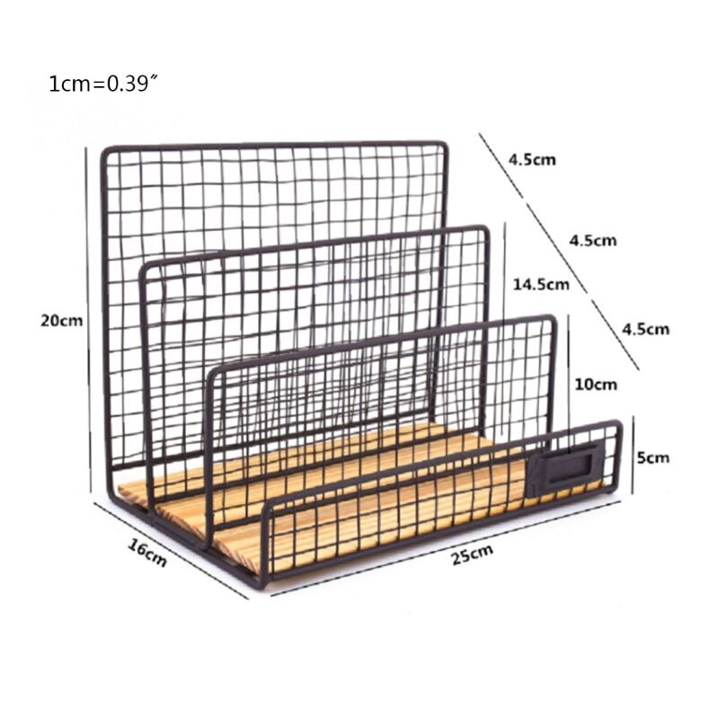 3 gitter jern bogreol desktop bill dokument opbevaring rack magasin fil organizer