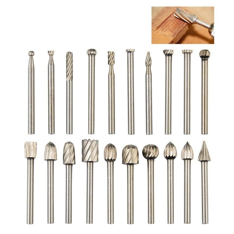 Mèches de routeur à routage HSS haute vitesse, fraise, costume Dremel et outil rotatif, gravure sur bois, fixation des outils rotatifs: 20pc
