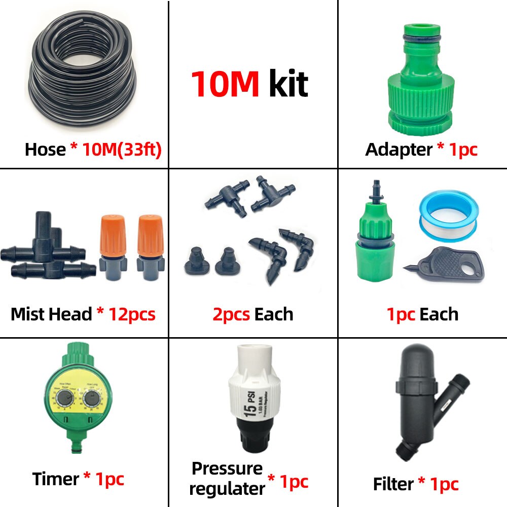 10M Smart Garden Watering System Plant Watering System Misting Misting Drip Irrigation System Cooling Self Watering 4/7mm: 10m kit PRO