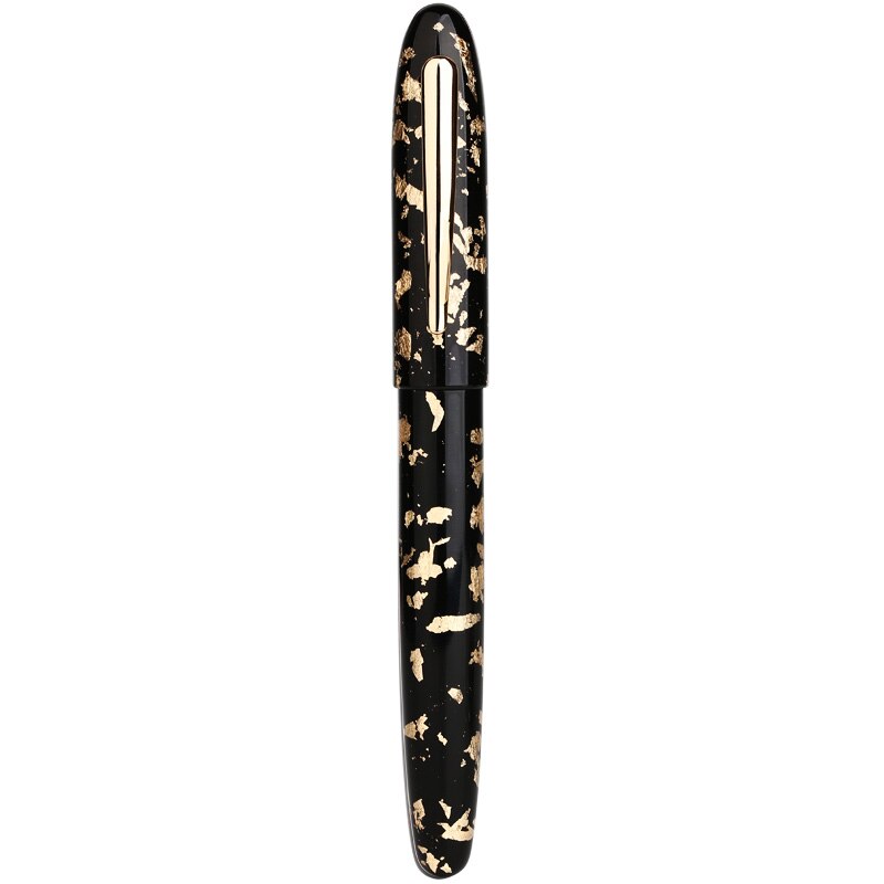 Moonman  m8 håndlavet resin fyldepen smuk metalfolie/muslingeskalsmønstre ef/f/m/bøjet med konverterskrift: Sort-gylden / Ef 0.38