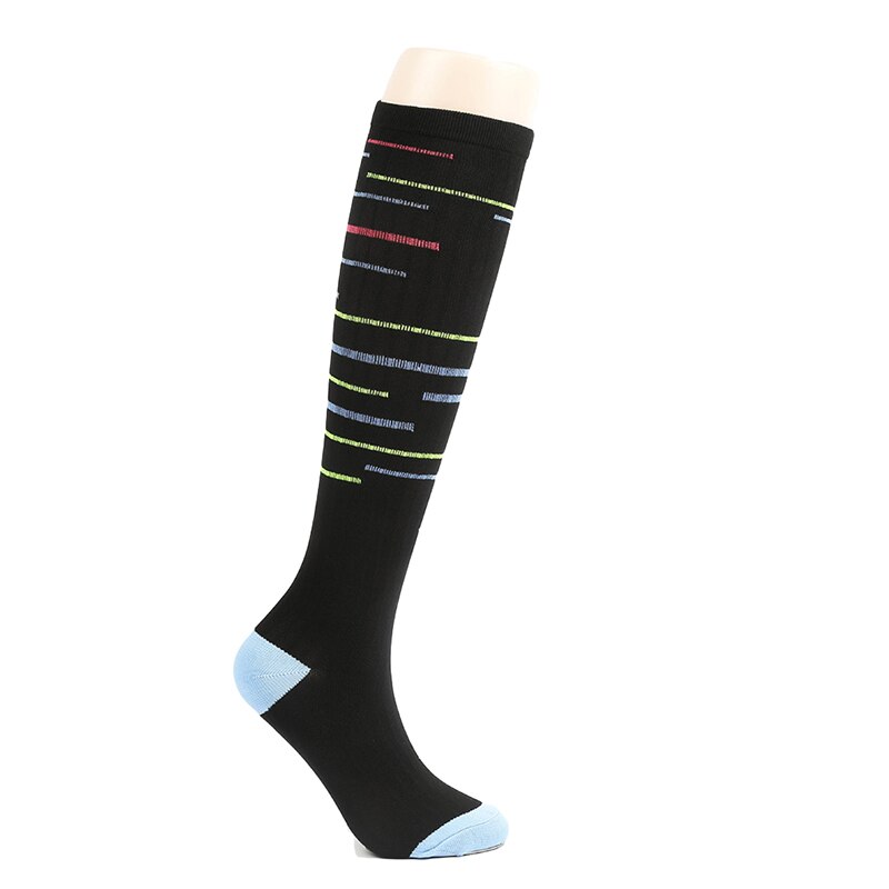 Chaussettes de Compression de sport en plein air pour hommes et femmes, couleur, bas d'allaitement élastique, chaussettes de pression d'équitation: multicolor-5 / L