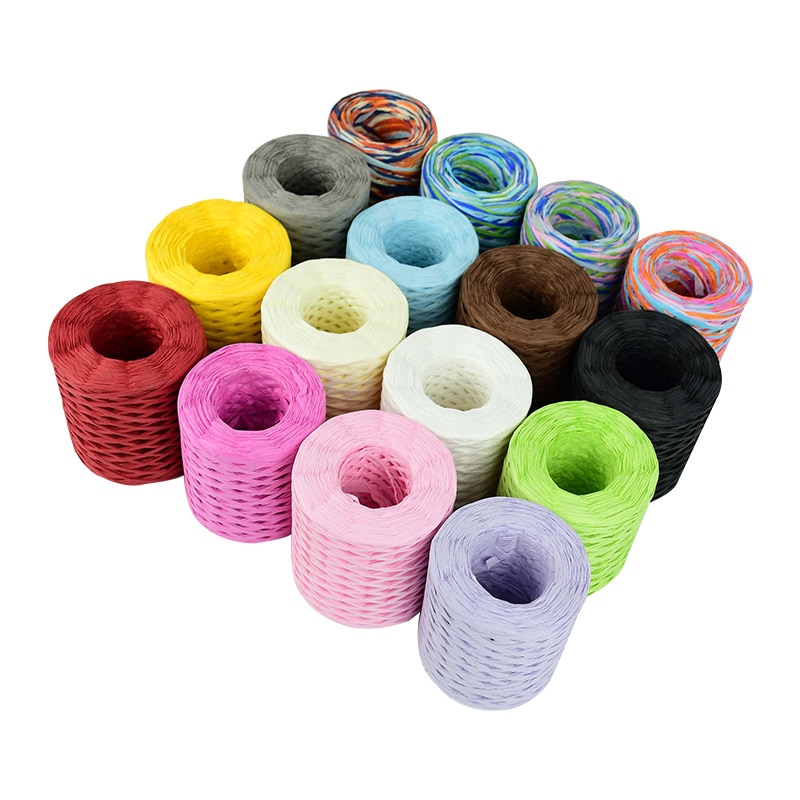 200m/Roll Hand-knitted Lafite Raffia Straw Paper Cord Ribbon For Wedding Birthday Party Packaging Box Craft Twine Belt Rope