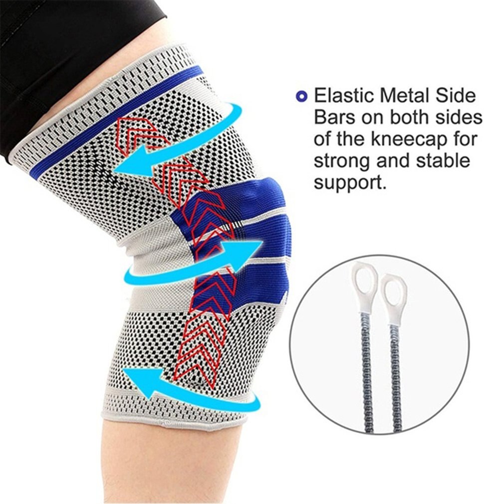 1 pcs Knee Protector Brace Silicone Spring Knee Pad Basketball Running Compression Knee Sleeve Support Sports Kneepads