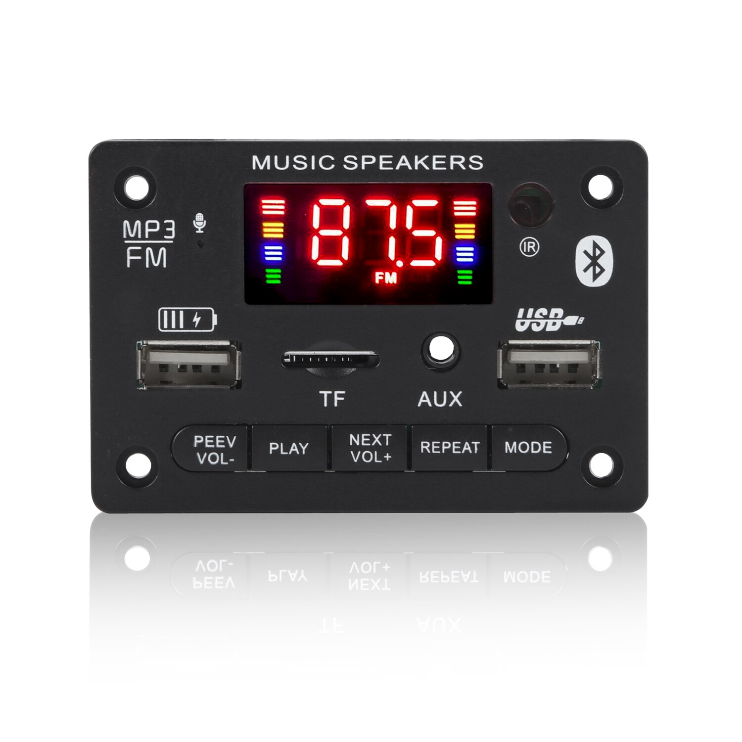 6V 12V Bluetooth 5.0 MP3-Dekodierungsplatinenmodul Drahtloses Auto USB MP3-Player TF-Kartensteckplatz USB FM mit Mikrofon Freisprechsteuerung