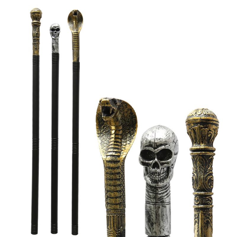 Divertente Halloween Snake Skull scettro giocattolo intagliato faraone bacchette magiche bastone magico puntelli Cosplay giocattoli per bambini