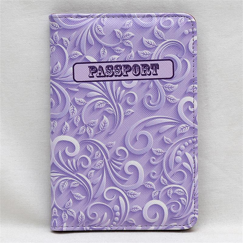 Mcneely peach blossom kvinner passdeksel rosa skinn passholder med kortholder jente pass etui porte carte: Lavendel