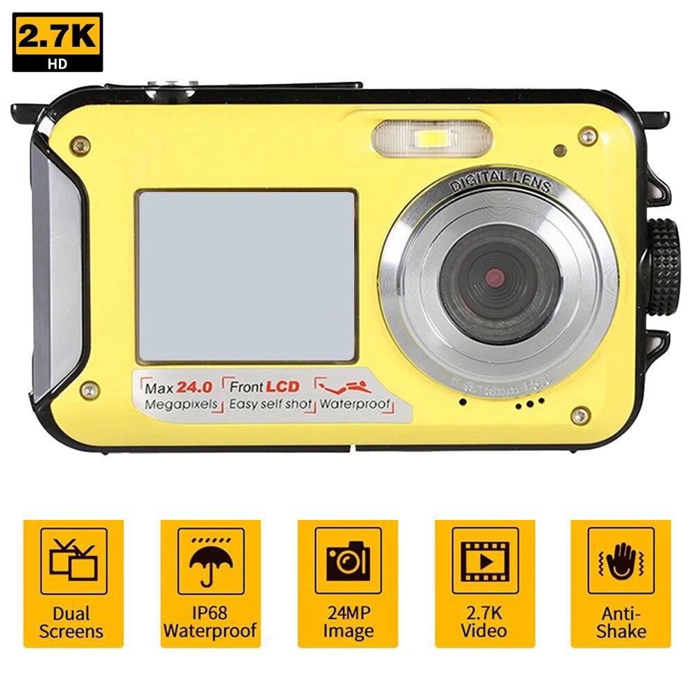 Digital Camera Underwater Camera 48MP Waterproof Camera With Dual Screen For Snorkeling Swimming Surfing Drifting 1080p