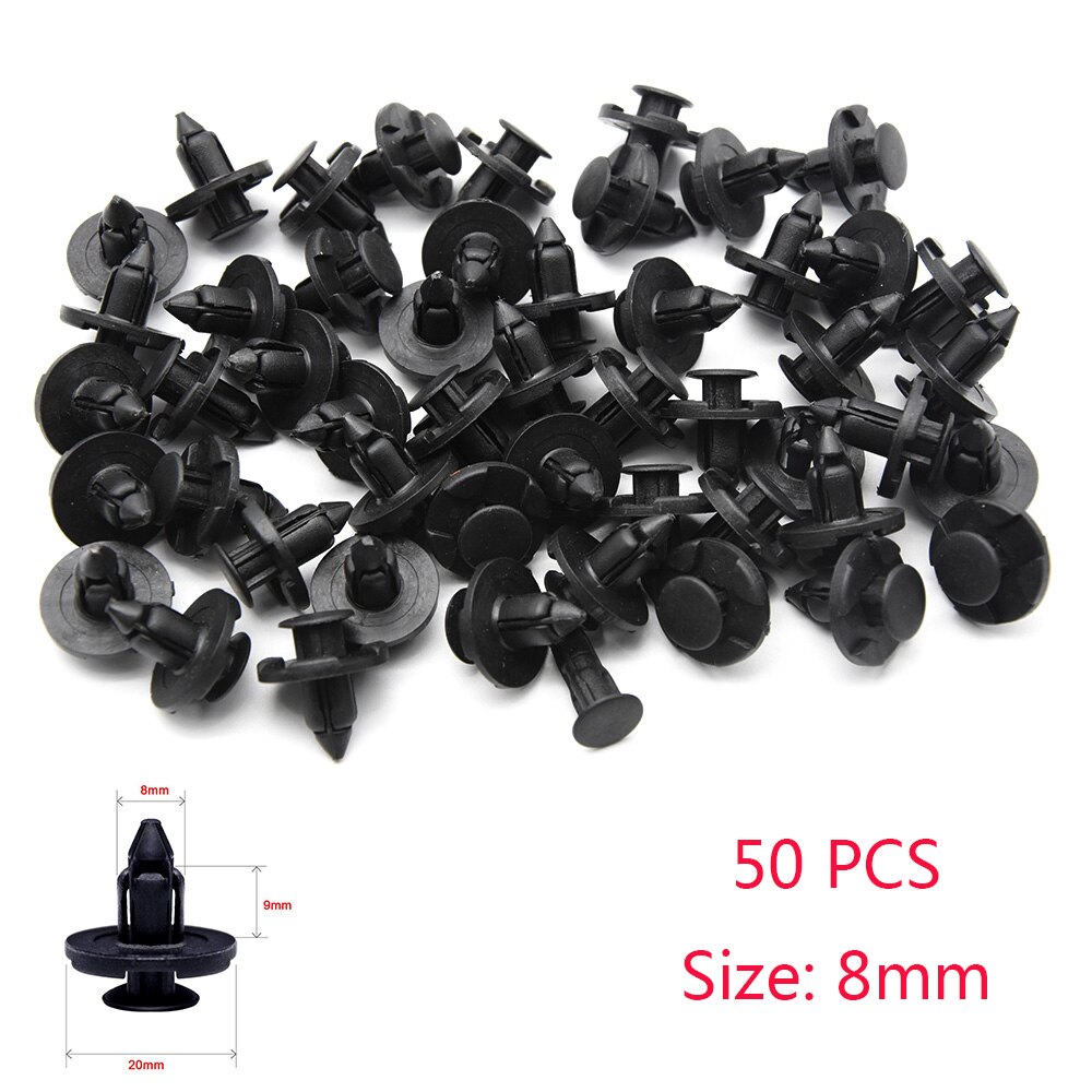 8mm/6mm- hulls nagleholder skyv motordeksel 50 stk automatisk støtfanger feste for bildørbekledning panel klips for universalbil: C0092 50 stk 8mm