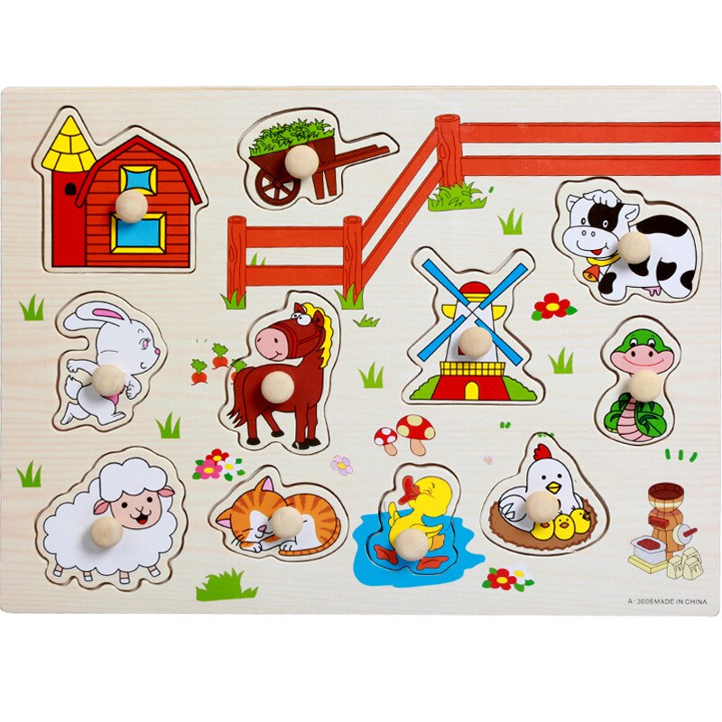 Wooden Puzzle Baby Kids Toddler Jigsaw English Alphabet Letters Animal DIY Learning Toys Children Birthday Christmas: 10 farm