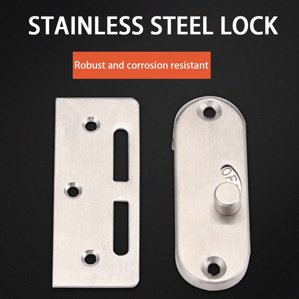 Barn Door Lock Clasp Home Hotel Stainless Steel Anti Theft Bolt Sliding 90 Degree Buckle Right Angle Curved Safety Bedroom