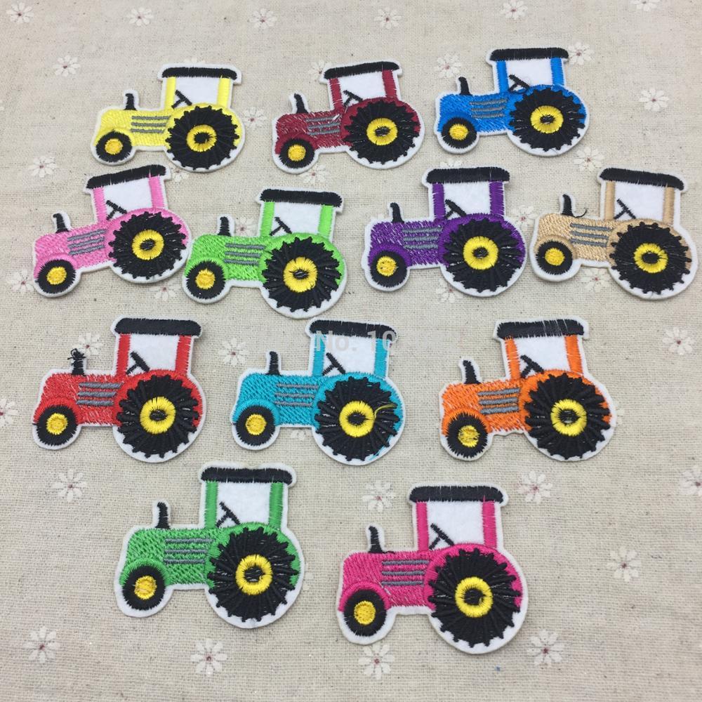 12pcs Mixed Truck Clothes Patch DIY Embroidered Tractor Patches Iron On Fabric Badges Sewing Stickers