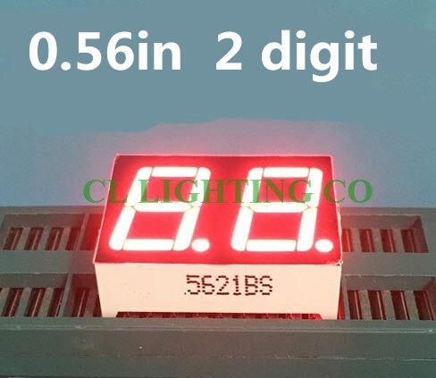 RED 0.56" inch 2 Bit 7 Segment LED Display static state Digital Tube Plastic Metal Common anode