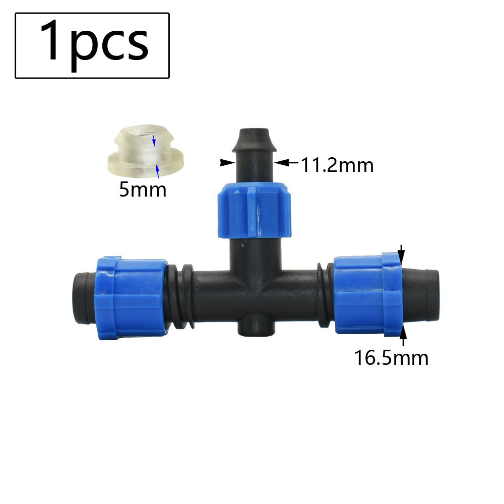 16mm Micro Irrigation Drip Tape Connectors Tee Repair Elbow End Plug Tap Fittings Locked Hose Joints Greenhouse Coupler: Orange