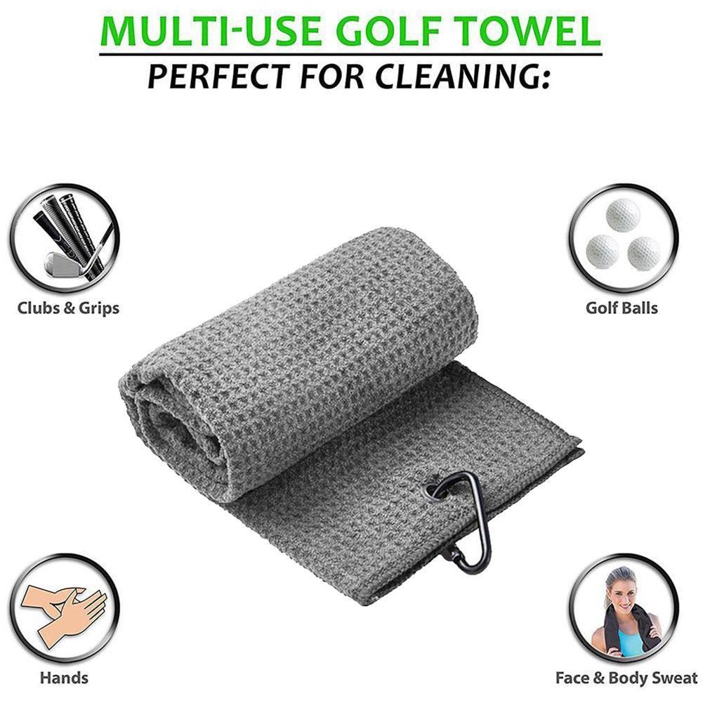 Golf Towel Waffle Pattern Cotton With Carabiner Cleaning Towels Cleans Hook Balls Microfiber Clubs Hands B0F2