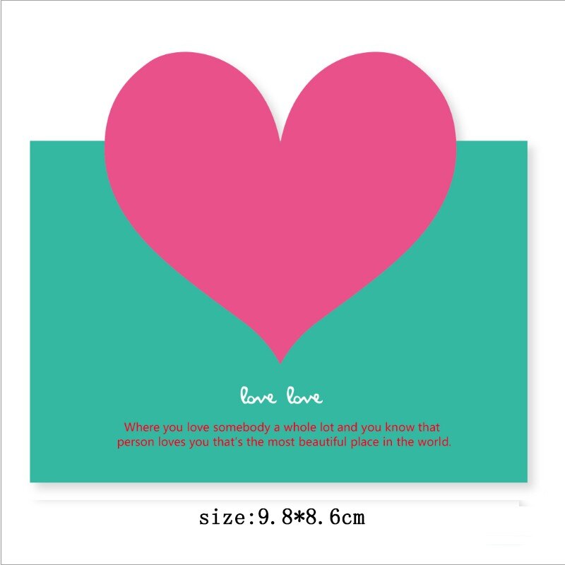 100pcs/pack Big love color card greeting card Valentine's day wedding invitation card heart cardchrismas