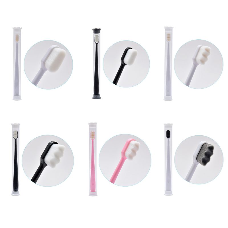 1Pc Nano Ultra-Fijne Wave Tandenborstel Zachte Haren Volwassen Kind Met Pvc Dental Wh T5EC