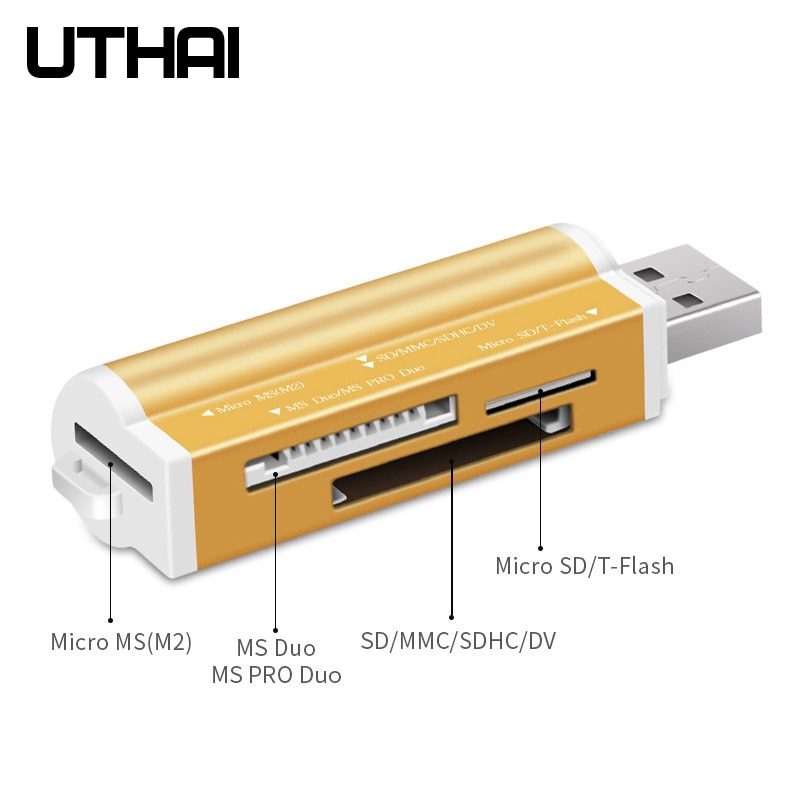 UTHAI C02 Multi in 1 Memory Sd-kaartlezer voor Memory Stick Pro Duo Micro SD, TF, m2, MMC, SDHC MS Smart Kaartlezer