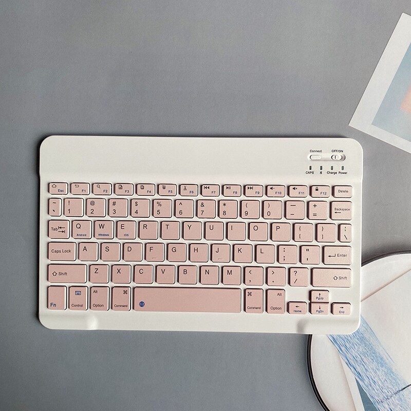 EAOR 80-key Mini Bluetooth Keyboard for iPad Tablet Rechargeable Slim Wireless Keyboard for Android iOS Windows Samsung Huawei: Pink-10 inch