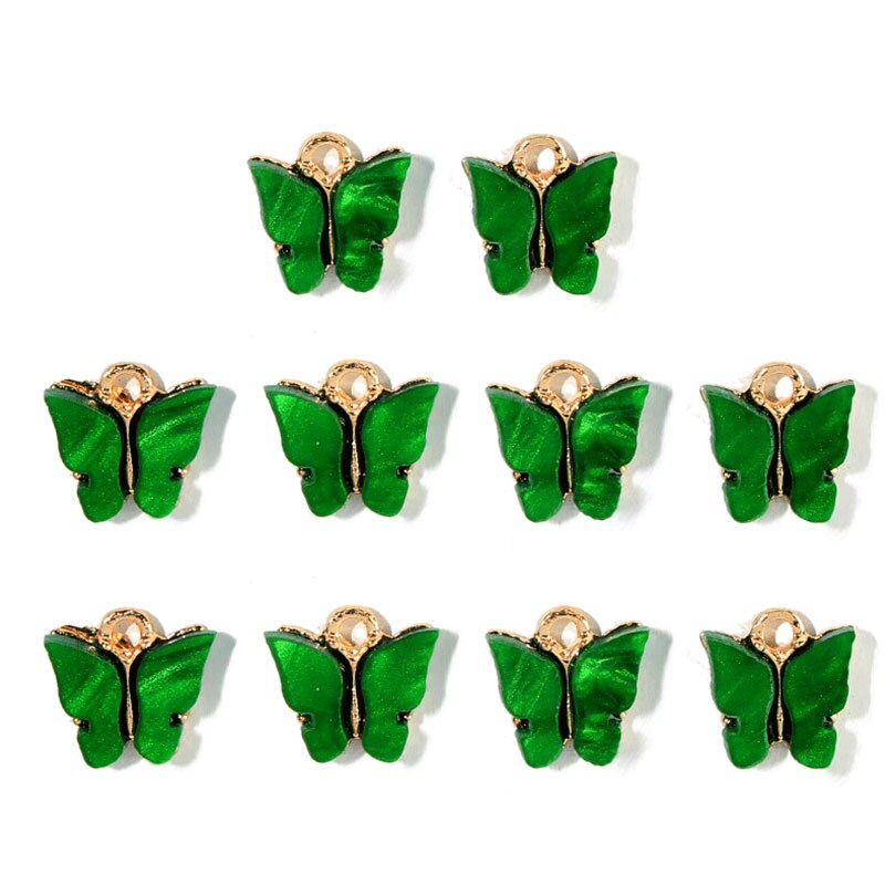 JJFOUCS 10Pcs/set Color Mixing Butterfly Cute Acrylic DIY Animal Pendant Handmade Jewelry For Necklace Bracelet Anklet Earring: 000104GN