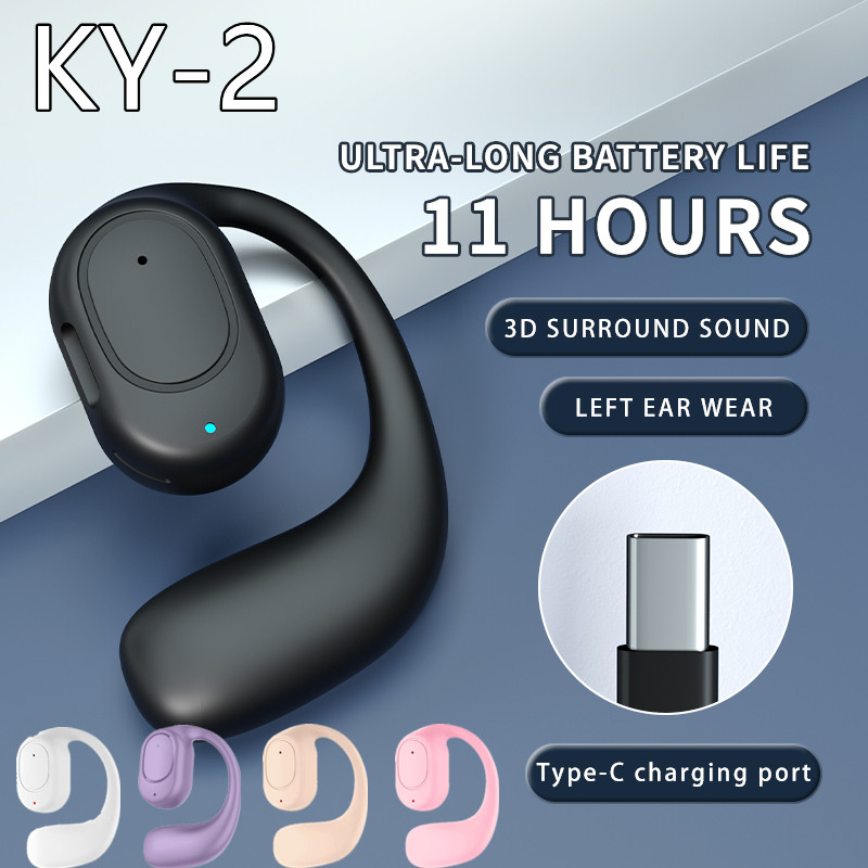 KY2 Draadloze Bluetooth-oortelefoon Luchtgeleiding OWS-hoofdtelefoon HiFi Oorhaak Muziek Sport Ruisonderdrukking Headset voor smartphones