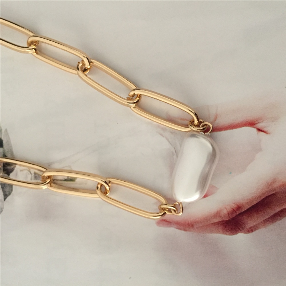 Gold Color Plating Irregular Pearl Pendant Necklace For Women Girl Delicate Bohemia Collar Jewelry