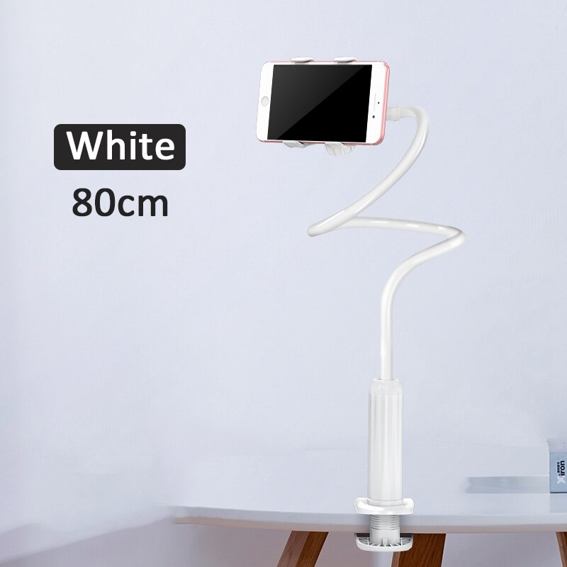 Universal 360 Rotating Flexible Arm Phone Holder Desktop Bed Lazy Tablet Clip Bracket Mobile Stand Support For iPhone Samsung: 80cm white