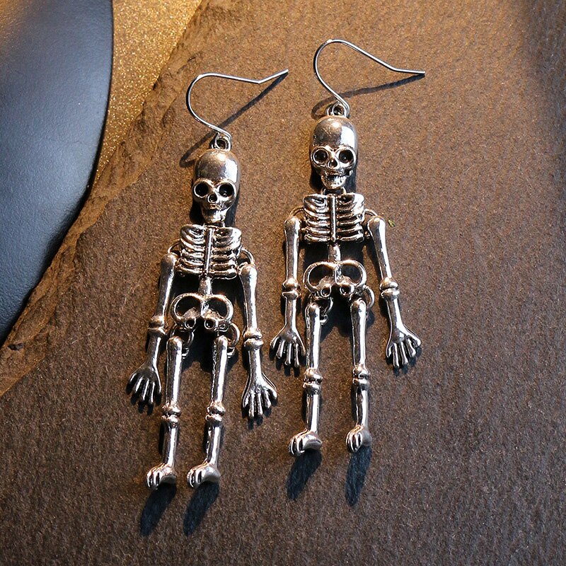 Halloween Oorbellen Schedel Skelet Ear Festival Thema Lichtmetalen Dark Punk Oor Sieraden Cadeau Voor Meisjes 1.8*7.2cm Tt @ 88