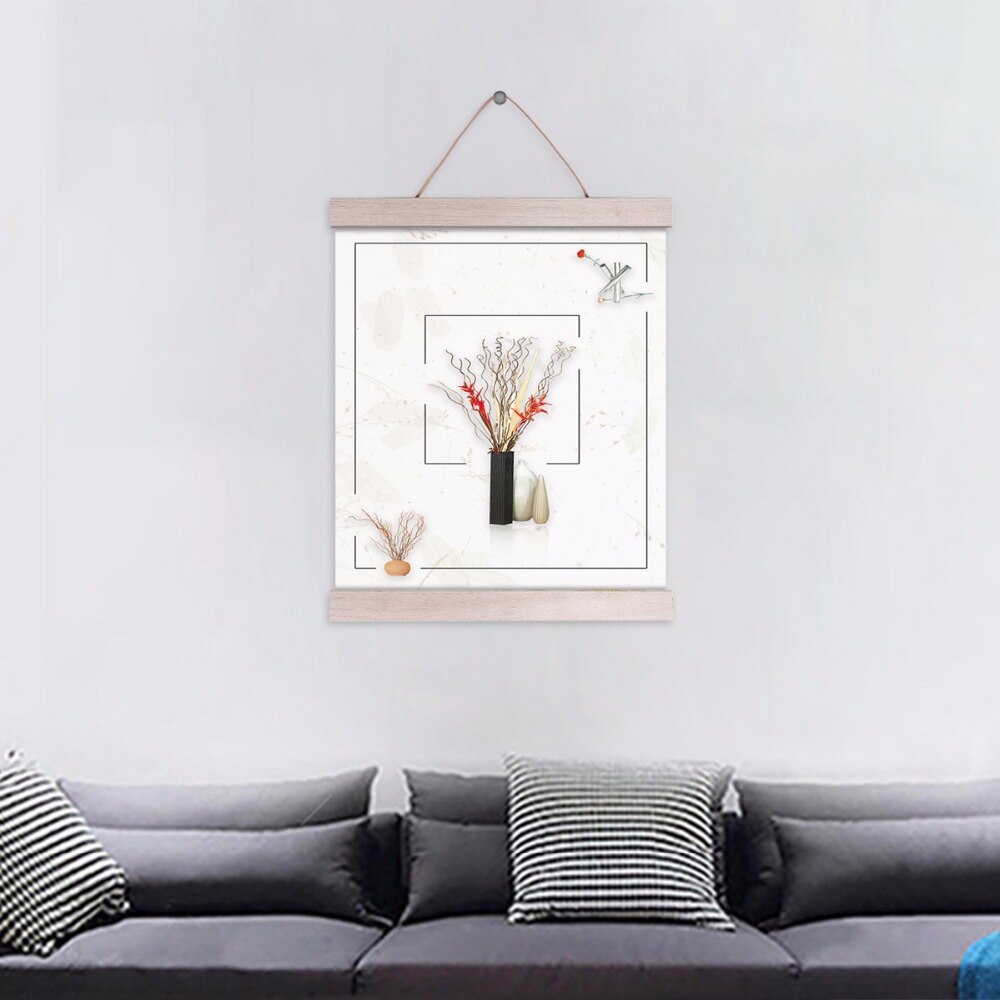 Magnetic Wooden Photo Frame Natural Wood Frame Picture Poster Artwork Canvas Hanger For Home Decoration Wall Teak Wood