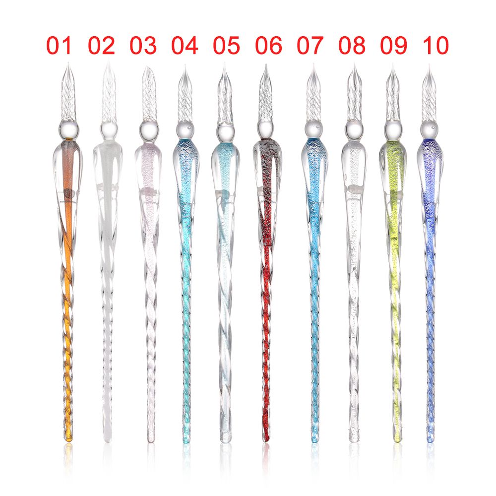 Stylo plume en verre en forme de goutte, porte-plume vintage en cristal pour pratique d&#39;écriture à encre et signature, disponible en 9 coloris, 1 pièce,