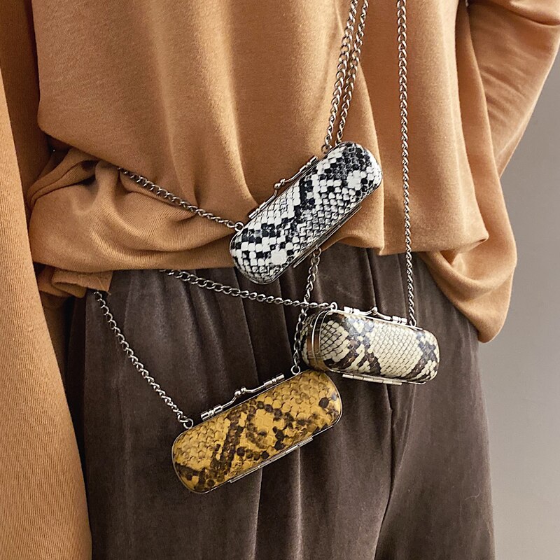 Mini serpent modèle rouge à lèvres sac nouvelle en cuir PU femmes concepteur sac à main serrure chaîne épaule sac de messager