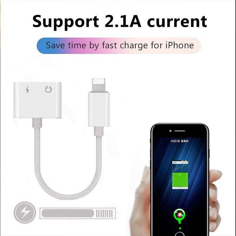 !ACCEZZ 2 in 1 Audio Charge Adapter For iPhone 7 8 Plus X XS XR MAX Dual Lighting 3.5mm Jack Splitter Charger Listening Adapters