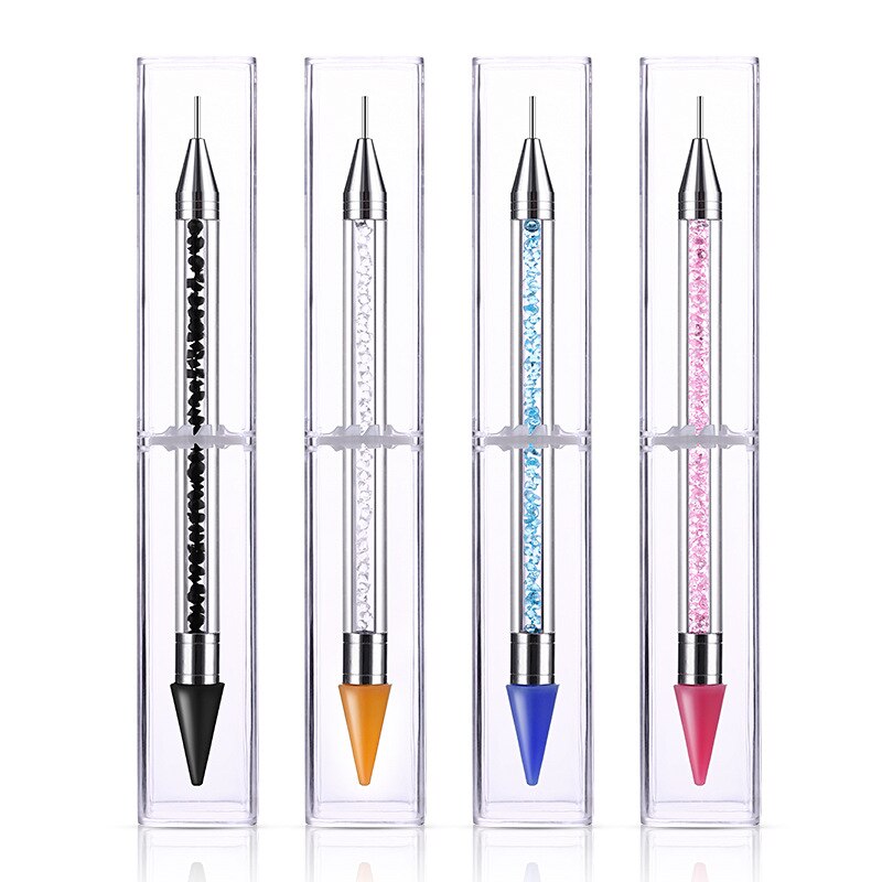 Stylo de cire acrylique à double extrémité pour pointillage des ongles, outil de manucure pour Nail Art, strass, 1 pièce
