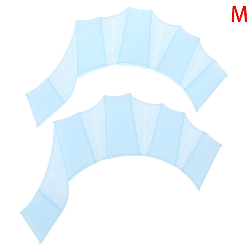 Schwimmen Hand Flossen Flossen Palme Finger vernetzt Handschuhe Paddel Wasser Sport 1 Paar unisex Frosch Typ Silikon Hüftgürtel: Blau / L