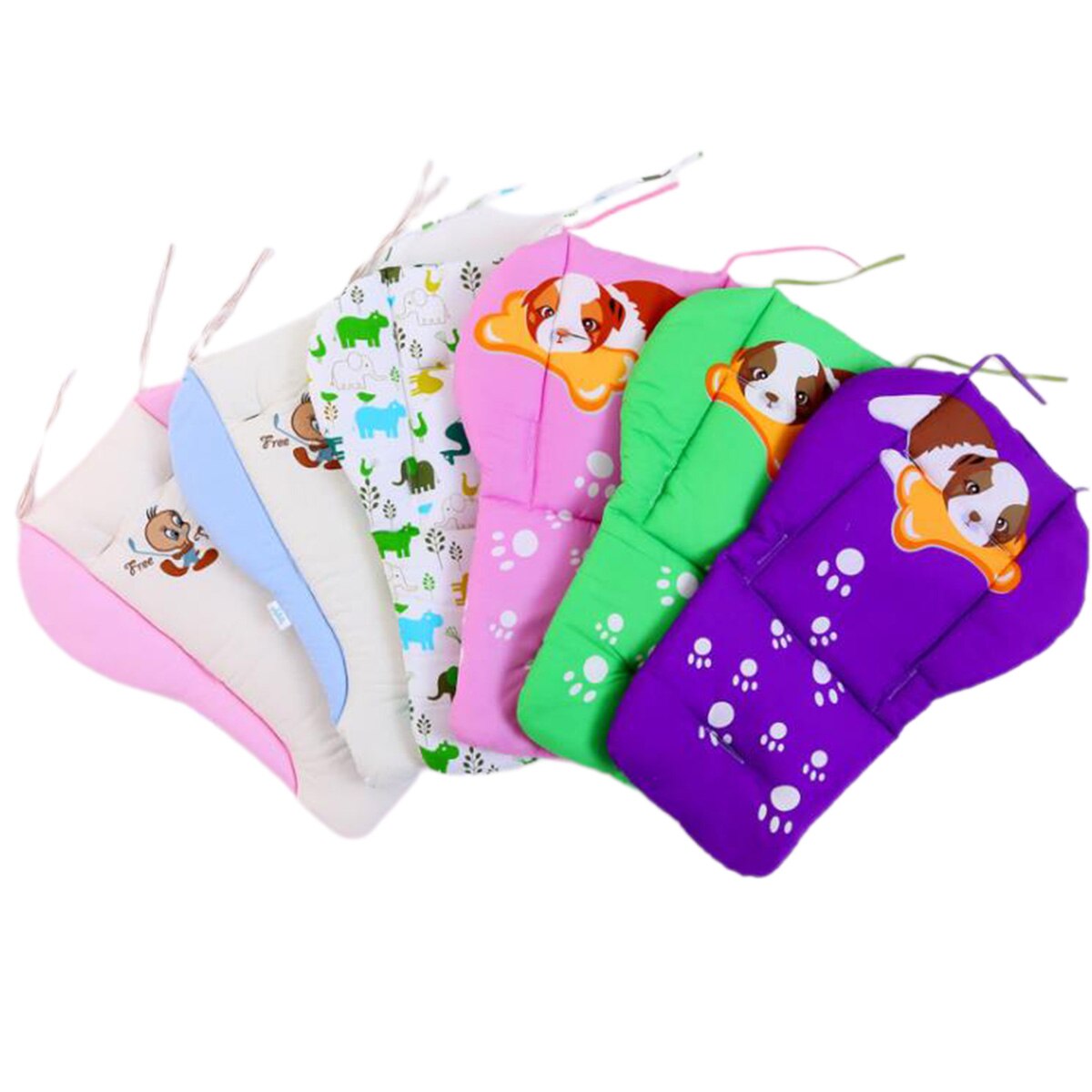 Cochecitos de dibujos animados para bebé, almohadilla, carrito bordado transpirable, algodón, cómoda, cojín Reversible para silla